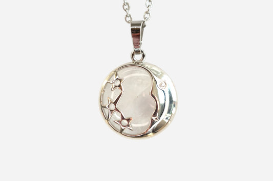 Clear Quartz Moon Natural Gemstone Pendant Necklace 50cm with Pouch - Mystic Gems
