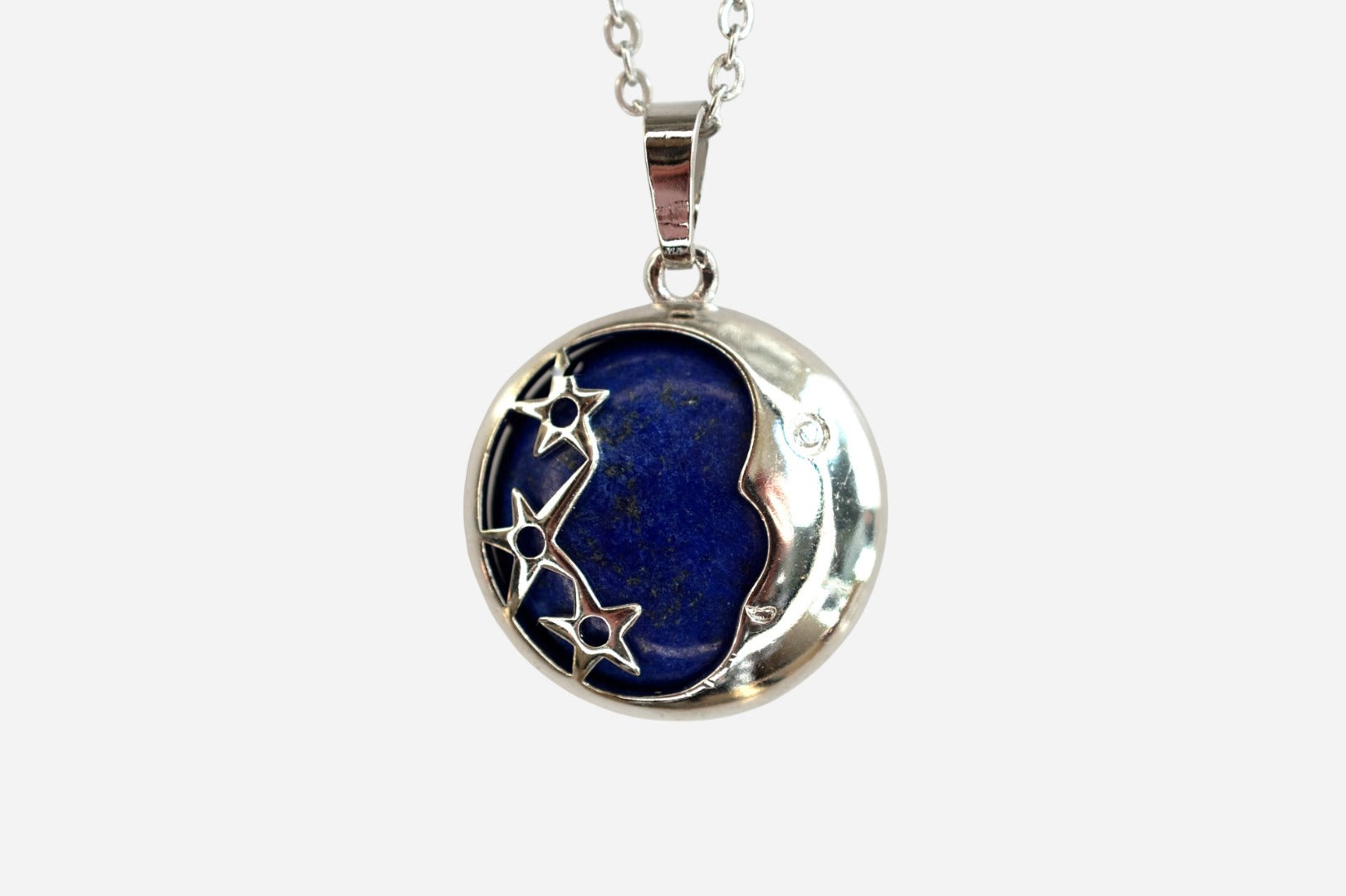 Lapis Lazuli Moon Natural Gemstone Pendant Necklace 50cm with Pouch - Mystic Gems