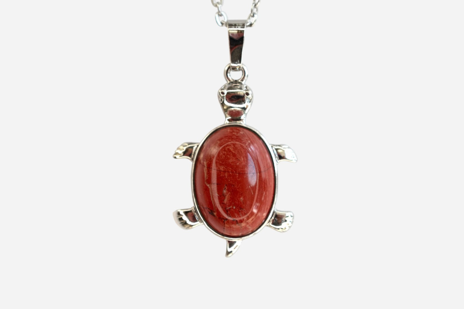 Red Jasper Turtle Natural Gemstone Pendant Necklace 50cm with Pouch - Mystic Gems