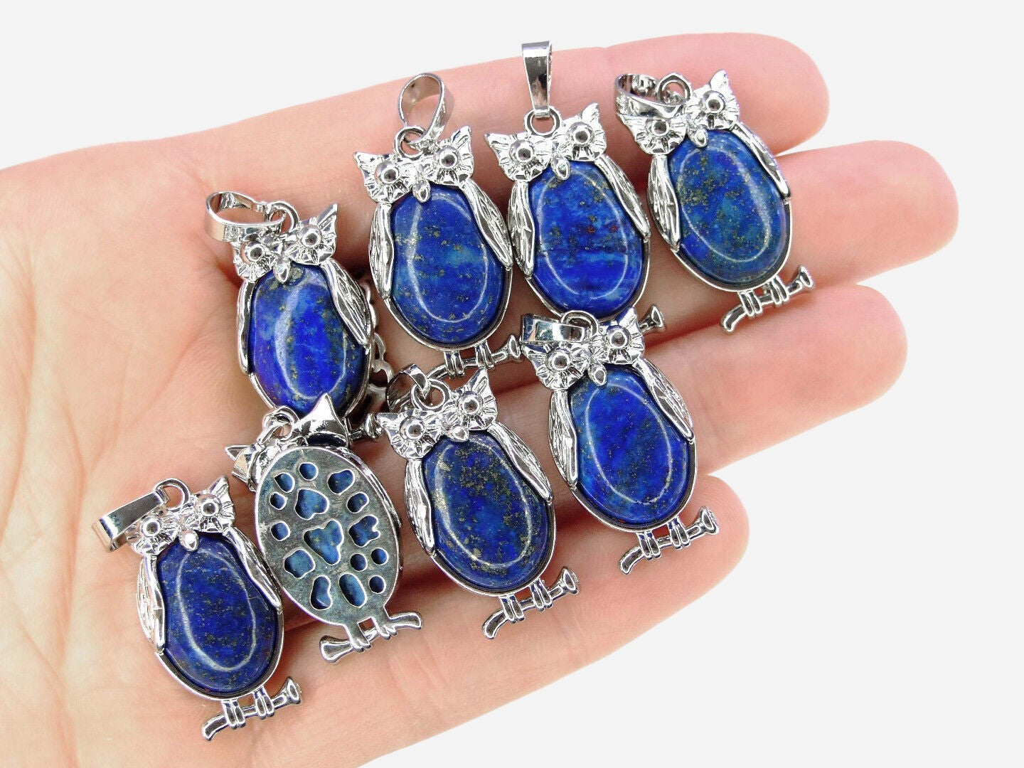 Lapis Lazuli Owl Natural Gemstone Pendant Necklace 50cm with Pouch - Mystic Gems