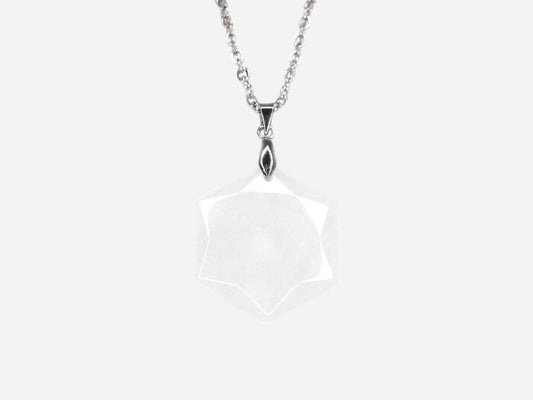 Clear Quartz Hexagon Natural Gemstone Pendant Necklace 50cm with Pouch - Mystic Gems