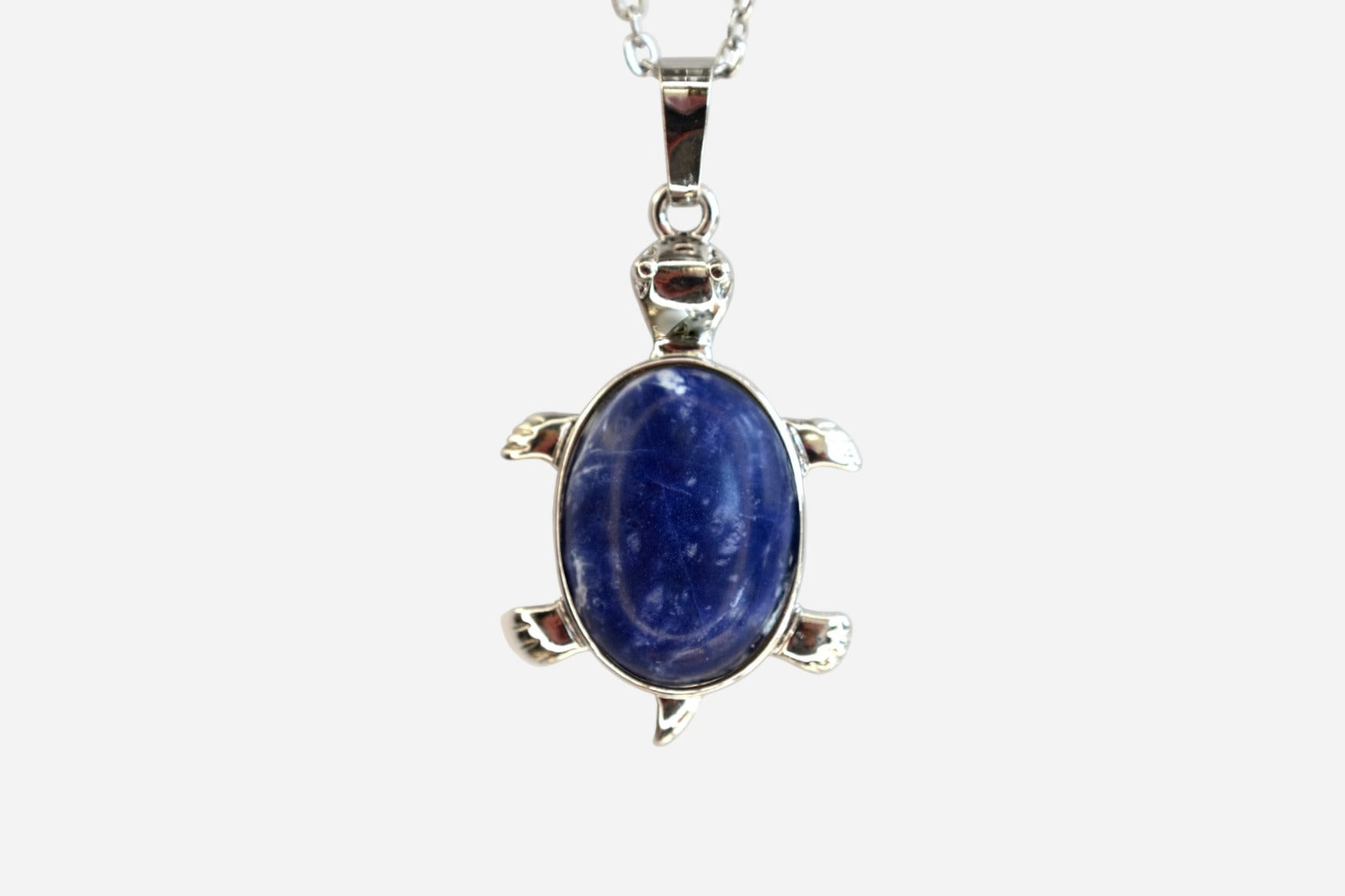 Sodalite Turtle Natural Gemstone Pendant Necklace 50cm with Pouch - Mystic Gems
