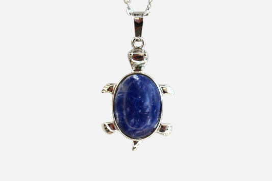 Sodalite Turtle Natural Gemstone Pendant Necklace 50cm with Pouch - Mystic Gems