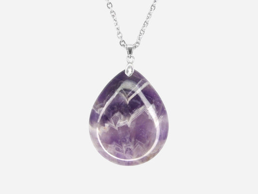 Amethyst Tear Natural Gemstone Pendant Necklace 50cm with Pouch - Mystic Gems