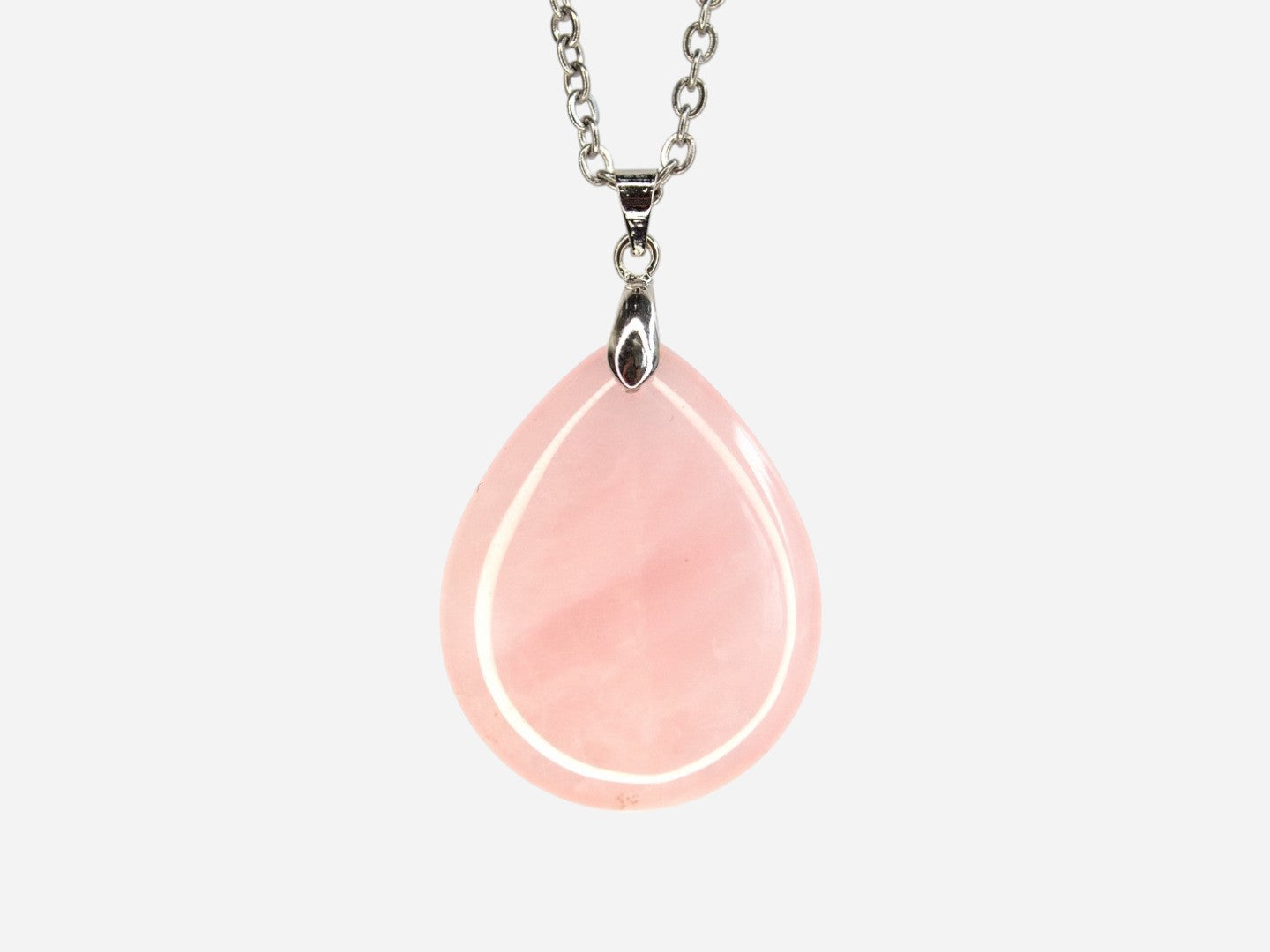 Rose Quartz Tear Natural Gemstone Pendant Necklace 50cm with Pouch - Mystic Gems