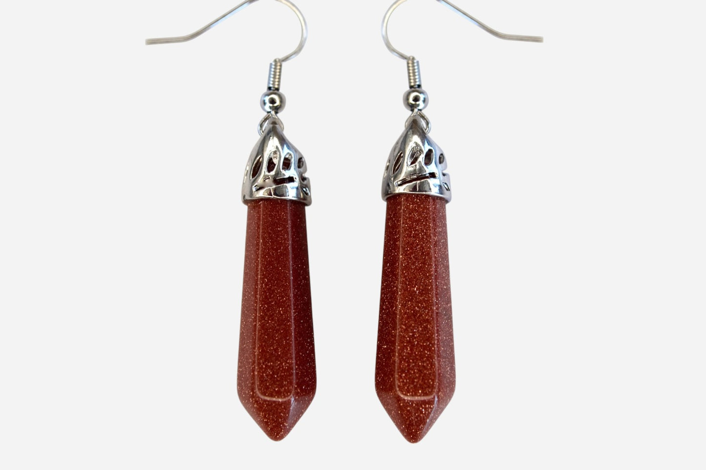 Goldstone Manmade Gemstone Earrings Quartz Crystal Chakra Healing Stone Reiki