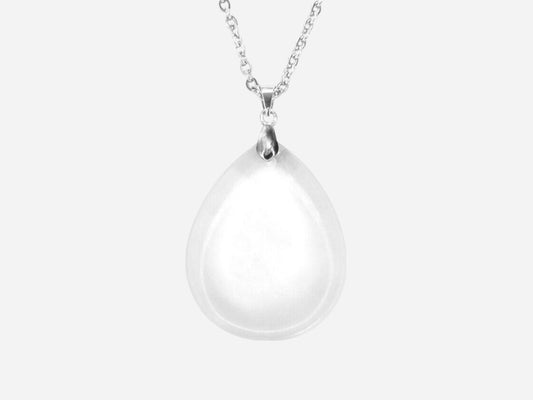 Clear Quartz Tear Natural Gemstone Pendant Necklace 50cm with Pouch - Mystic Gems