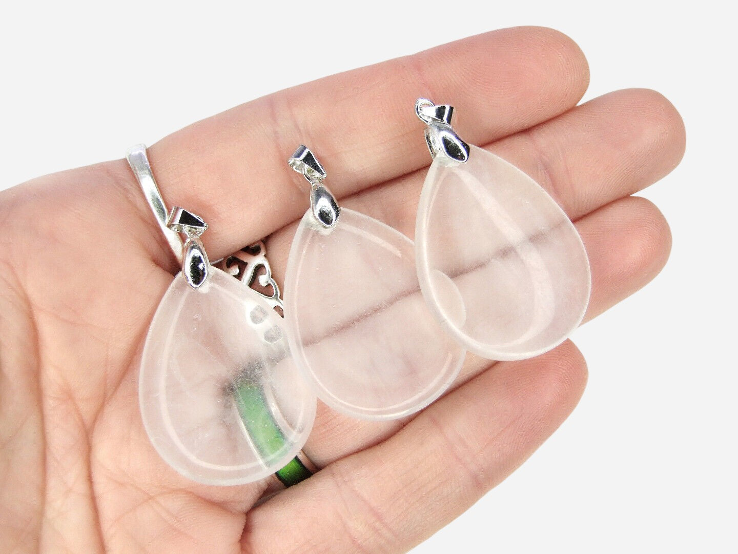 Clear Quartz Tear Natural Gemstone Pendant Necklace 50cm with Pouch - Mystic Gems