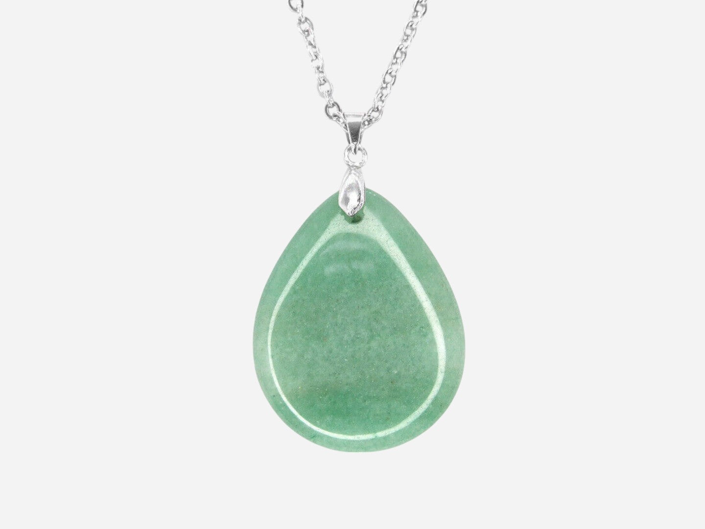 Green Aventurine Tear Natural Gemstone Pendant Necklace 50cm with Pouch - Mystic Gems
