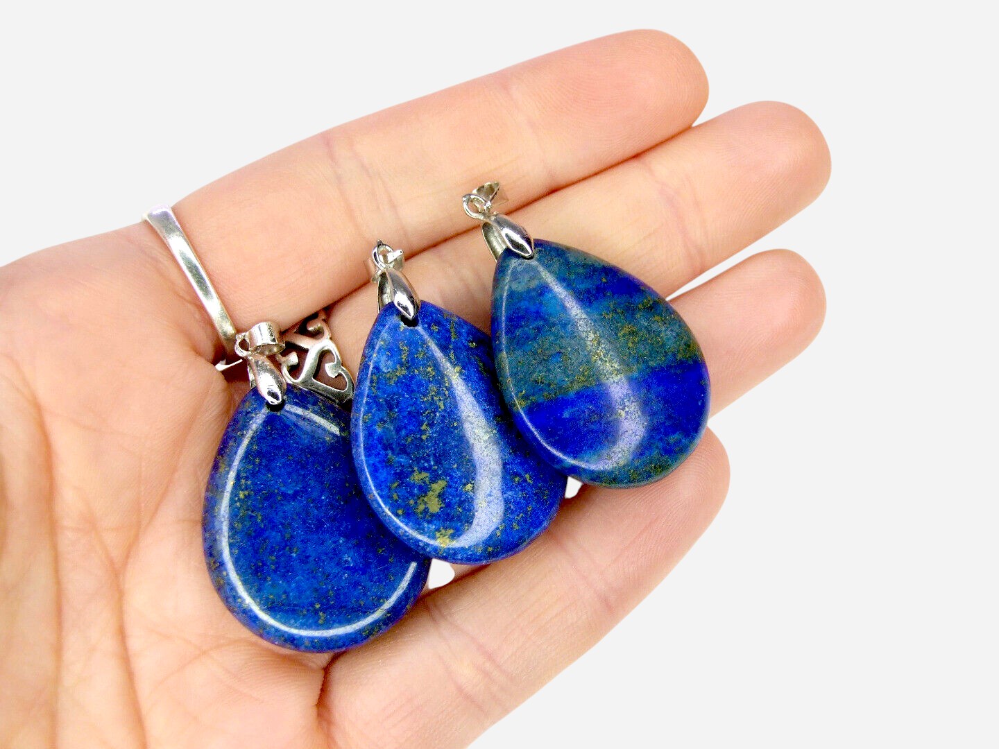 Lapis Lazuli Tear Natural Gemstone Pendant Necklace 50cm with Pouch - Mystic Gems