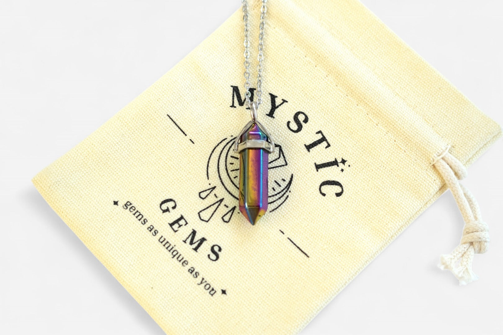 Plated Pyrite Hexagonal Natural Gemstone Pendant Necklace 50cm with Pouch - Mystic Gems