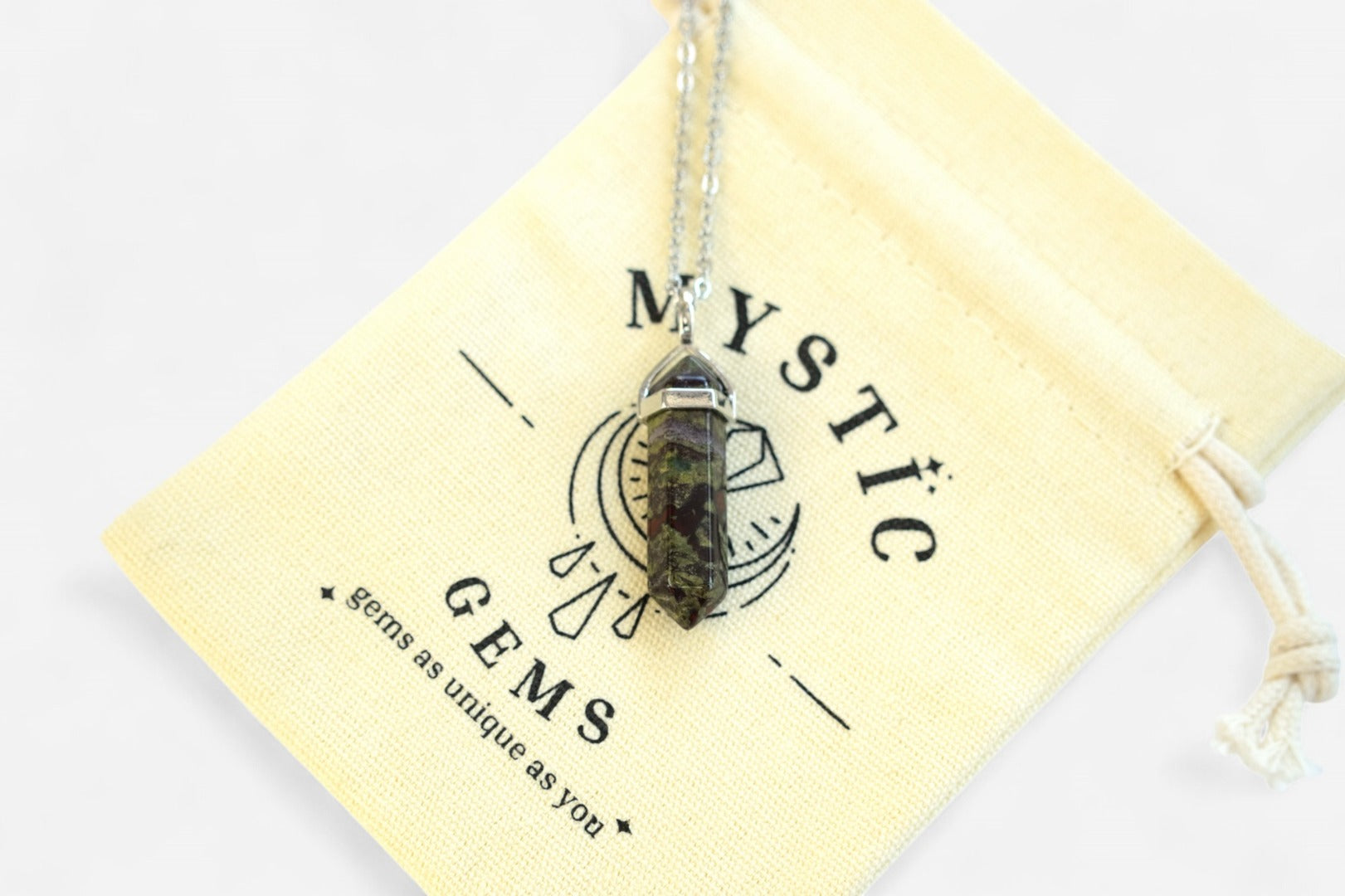 Dragon Blood Hexagonal Natural Gemstone Pendant Necklace 50cm with Pouch - Mystic Gems