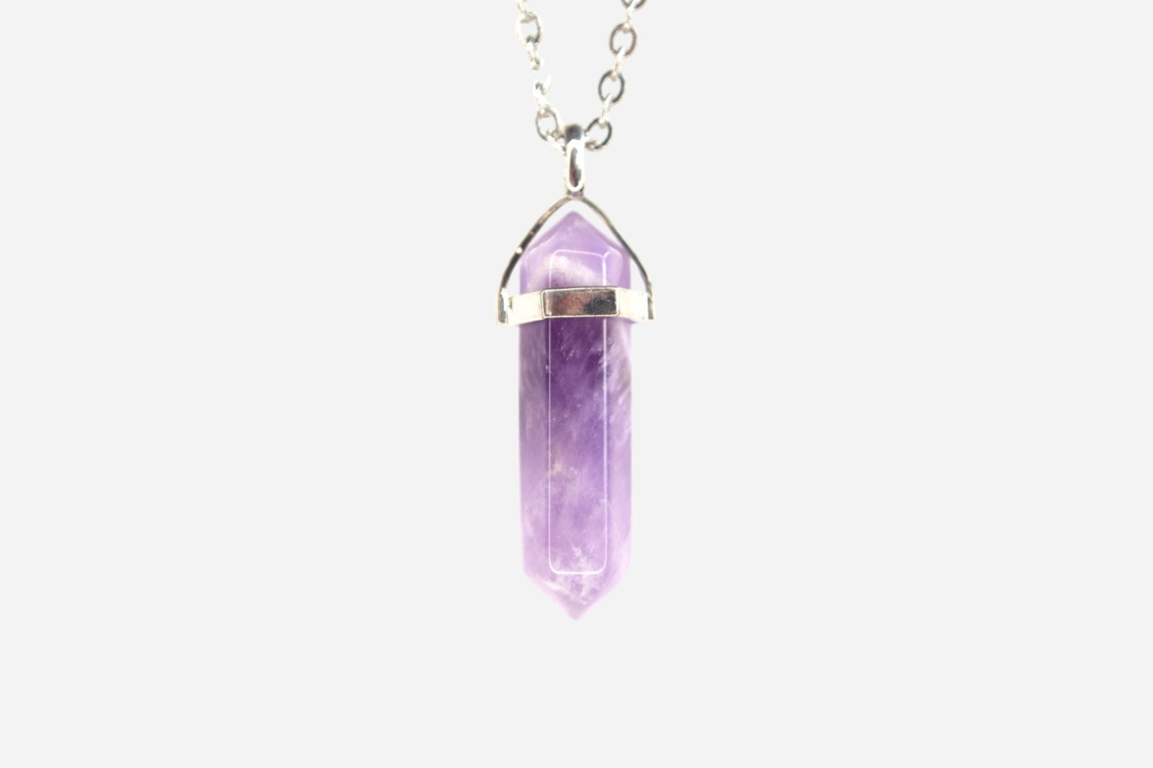 Amethyst Hexagonal Natural Gemstone Pendant Necklace 50cm with Pouch - Mystic Gems