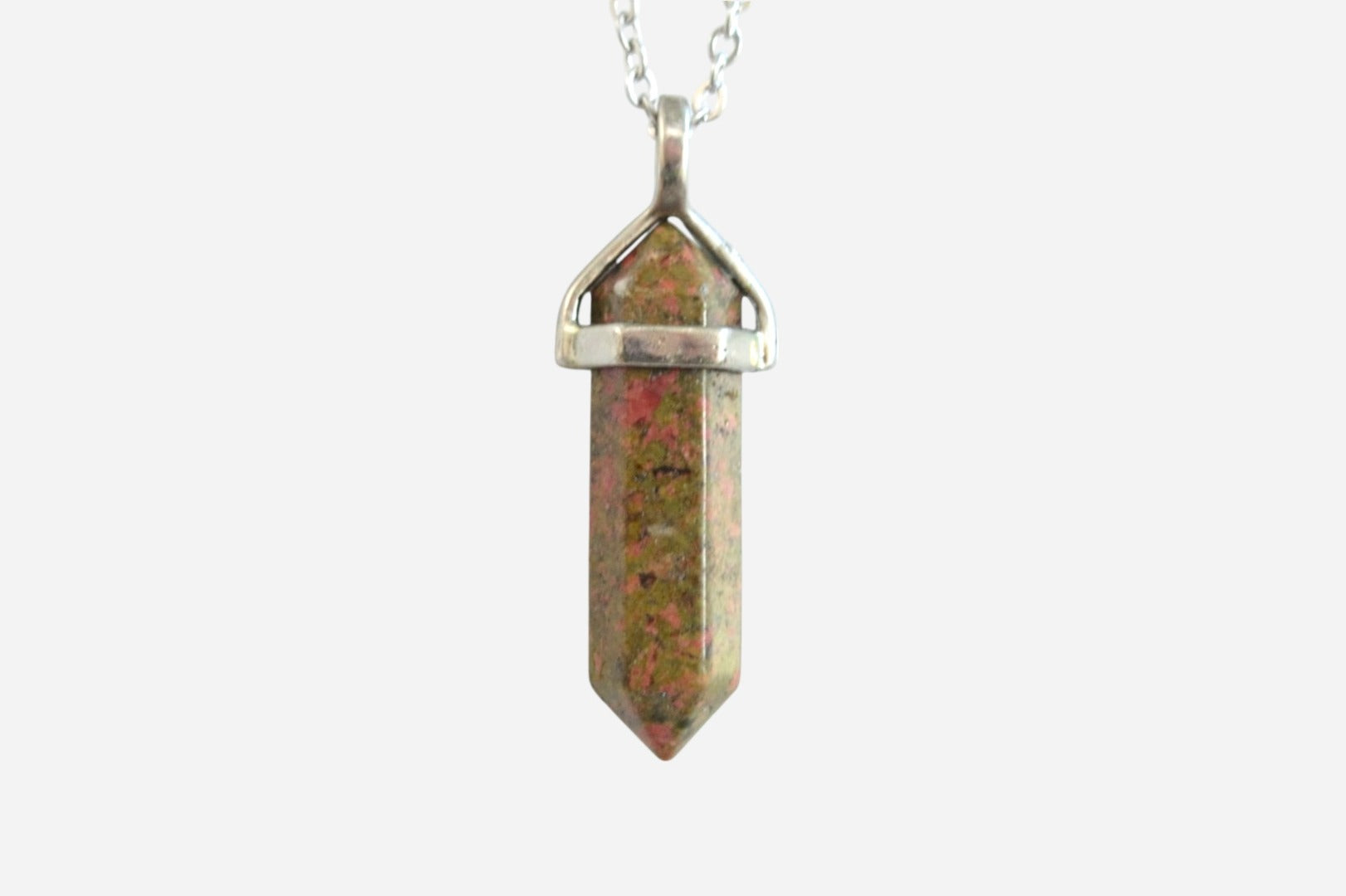 Unakite Hexagonal Natural Gemstone Pendant Necklace 50cm with Pouch - Mystic Gems
