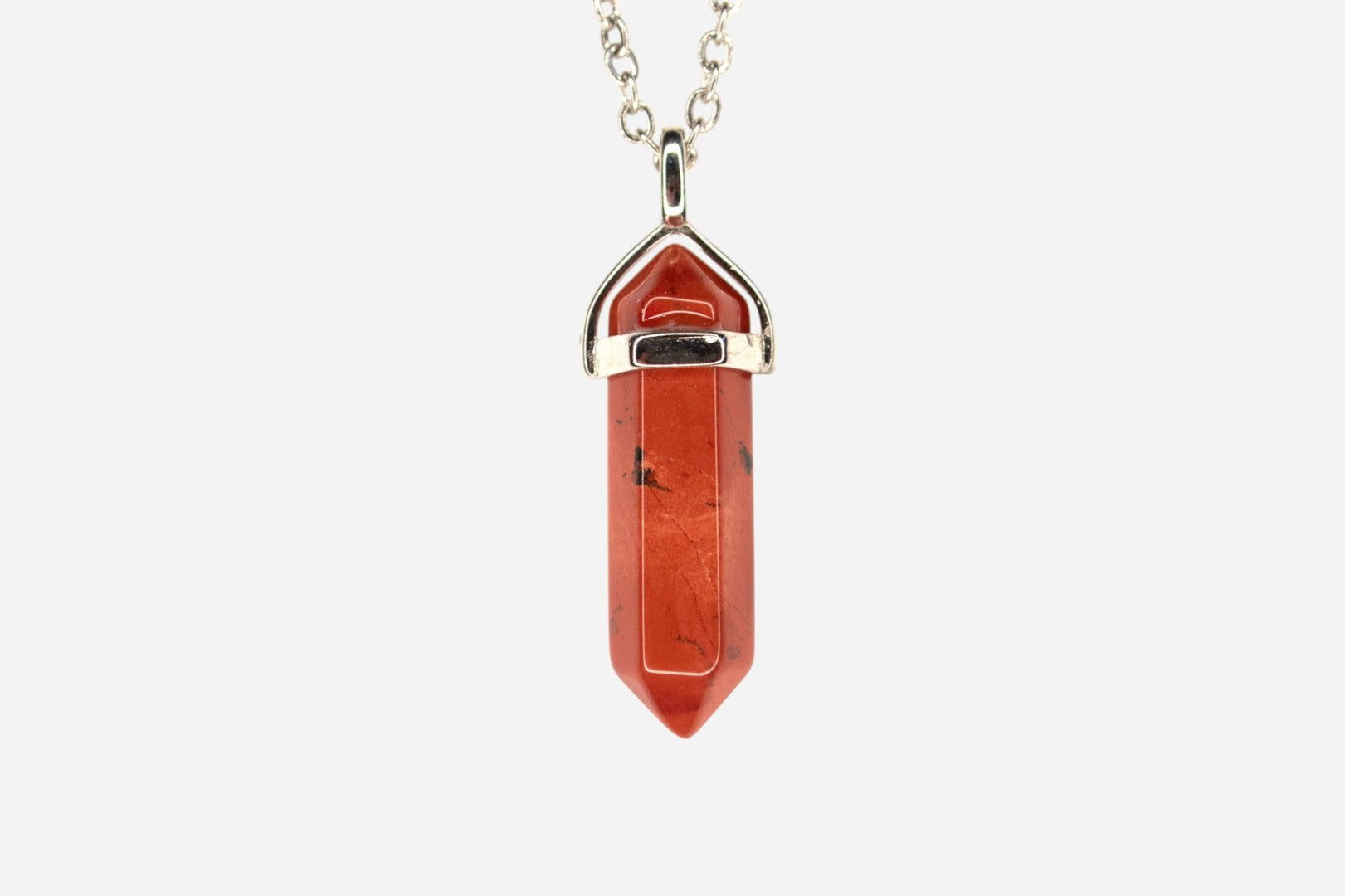 Red Jasper Hexagonal Natural Gemstone Pendant Necklace 50cm with Pouch - Mystic Gems
