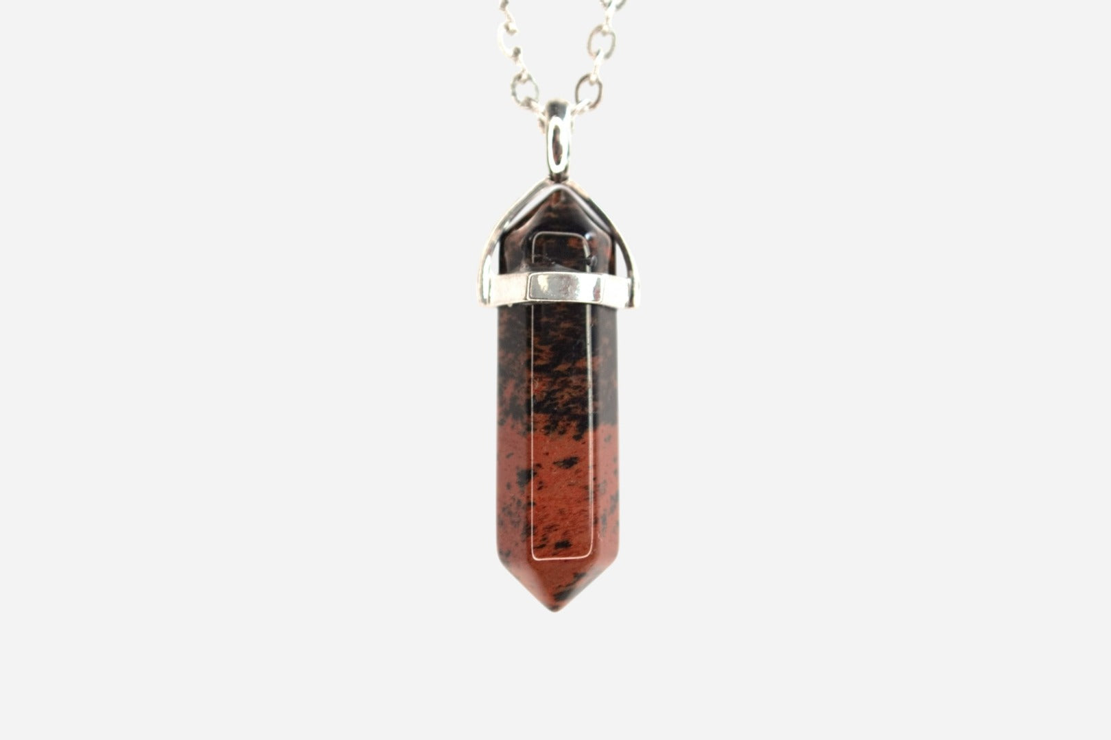Mahogany Obsidian Hexagonal Natural Gemstone Pendant Necklace 50cm with Pouch - Mystic Gems