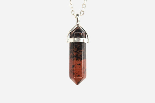Mahogany Obsidian Hexagonal Natural Gemstone Pendant Necklace 50cm with Pouch - Mystic Gems
