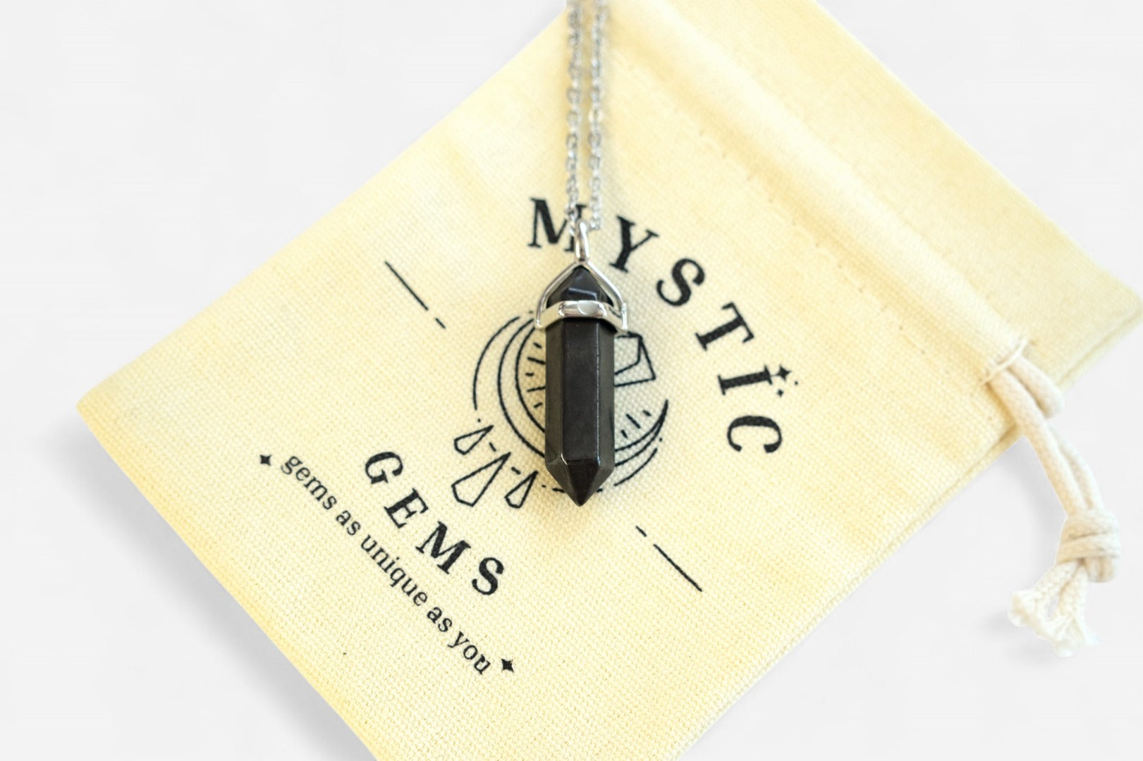 Hematite Hexagonal Natural Gemstone Pendant Necklace 50cm with Pouch - Mystic Gems