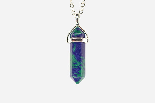 Chrysocolla Hexagonal Natural Gemstone Pendant Necklace 50cm with Pouch - Mystic Gems