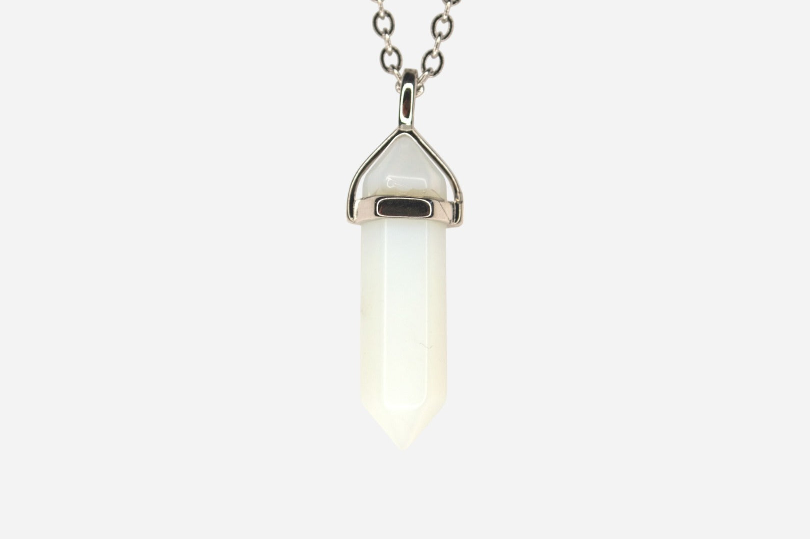 Opalite White Hexagonal Manmade Gemstone Pendant Necklace 50cm with Pouch - Mystic Gems