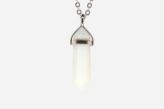 Opalite White Hexagonal Manmade Gemstone Pendant Necklace 50cm with Pouch - Mystic Gems