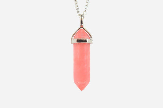 Cherry Quartz Hexagonal Natural Dyed Gemstone Pendant Necklace 50cm with Pouch - Mystic Gems