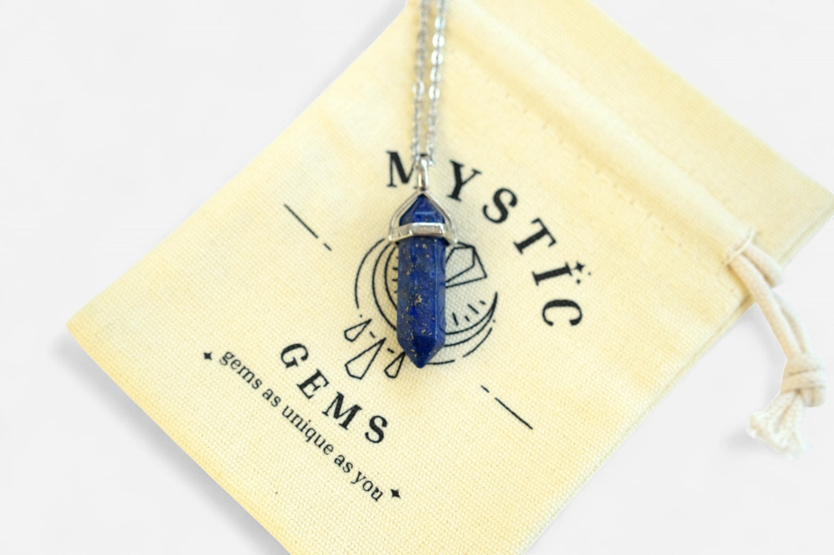Lapis Lazuli Hexagonal Natural Gemstone Pendant Necklace 50cm with Pouch - Mystic Gems