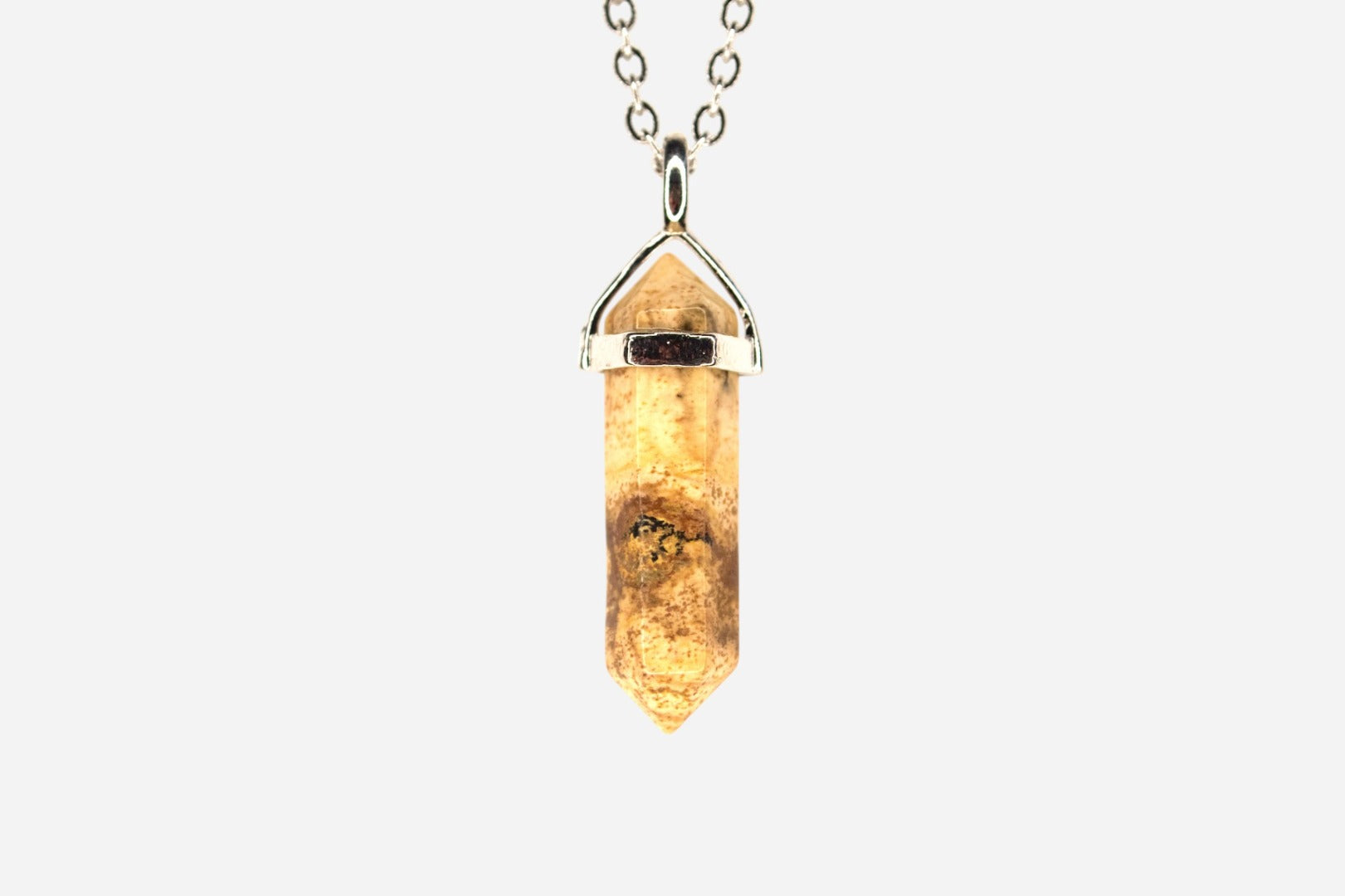 Picture Jasper Hexagonal Natural Gemstone Pendant Necklace 50cm with Pouch - Mystic Gems