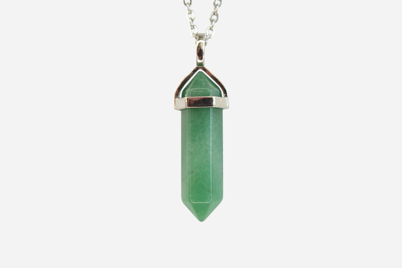 Green Aventurine Hexagonal Natural Gemstone Pendant Necklace 50cm with Pouch - Mystic Gems