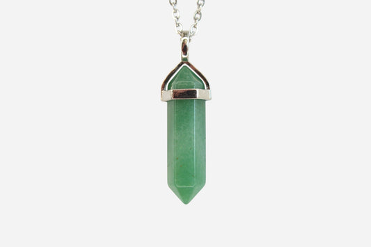 Green Aventurine Hexagonal Natural Gemstone Pendant Necklace 50cm with Pouch - Mystic Gems