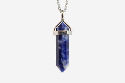 Sodalite Hexagonal Natural Gemstone Pendant Necklace 50cm with Pouch - Mystic Gems