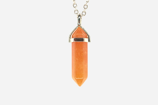 Red Aventurine Hexagonal Natural Gemstone Pendant Necklace 50cm with Pouch - Mystic Gems