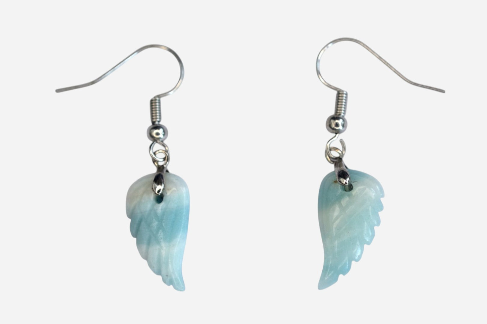 Amazonite Small Angel Wing Natural Gemstone Earrings with Pouch - Mystic Gems