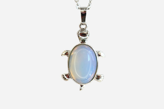 Opalite Turtle Manmade Gemstone Pendant Necklace 50cm with Pouch - Mystic Gems