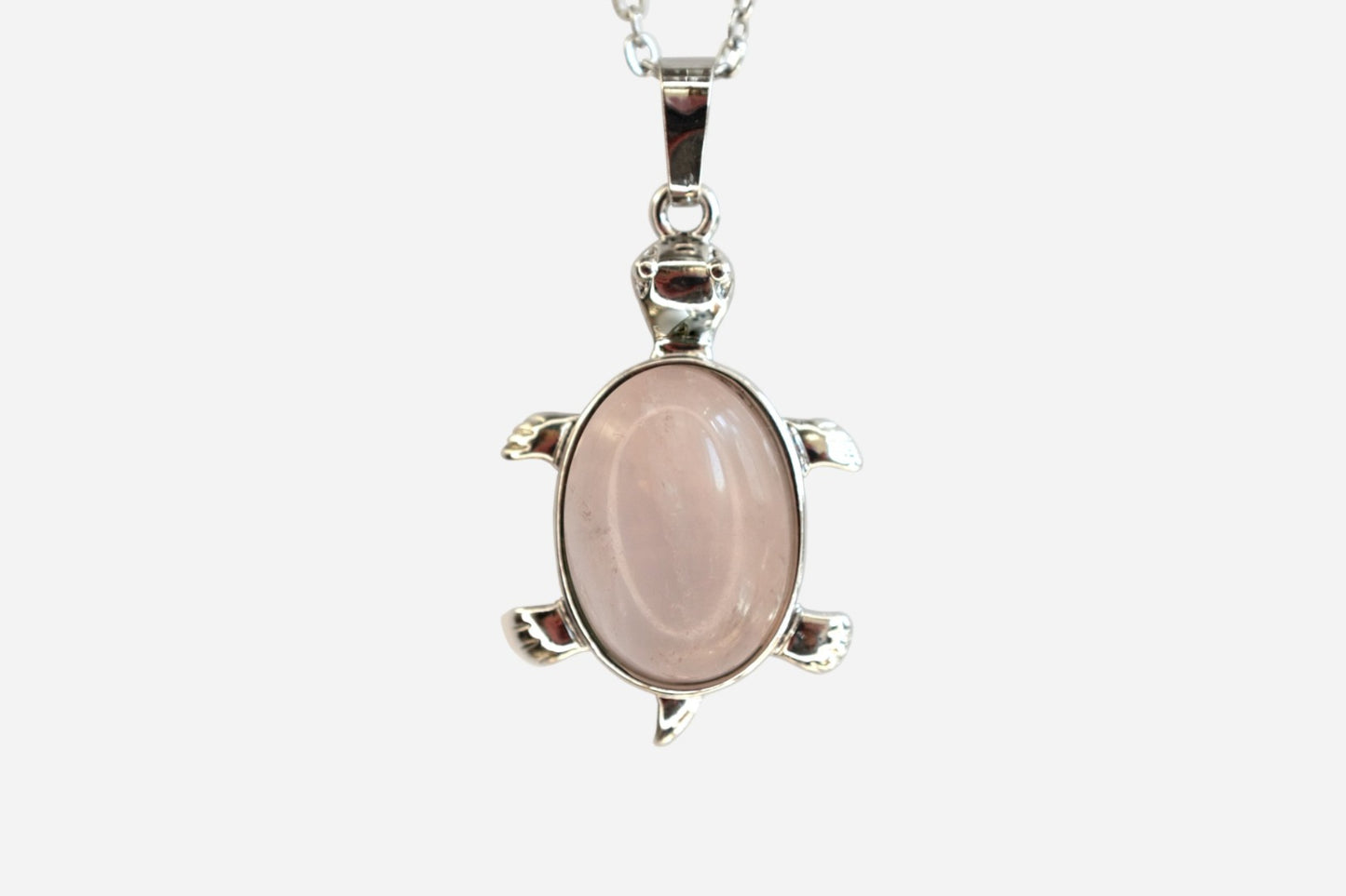 Rose Quartz Turtle Natural Gemstone Pendant Necklace 50cm with Pouch - Mystic Gems