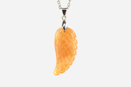 Red Aventurine Angel Wing Natural Gemstone Pendant Necklace 50cm with Pouch - Mystic Gems