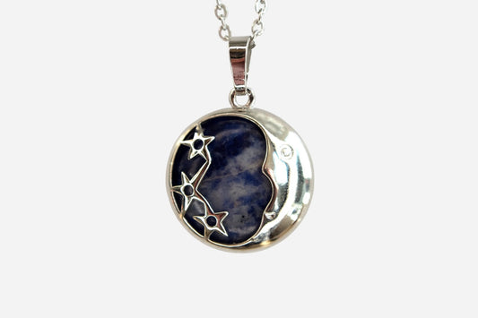 Sodalite Moon Natural Gemstone Pendant Necklace 50cm with Pouch - Mystic Gems