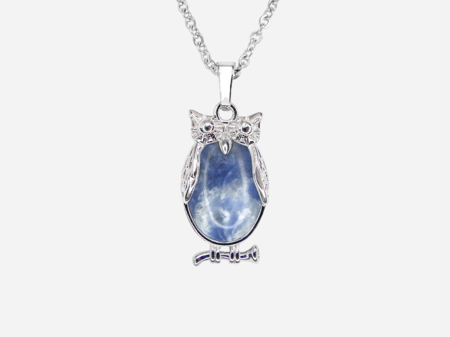 Sodalite Owl Natural Gemstone Pendant Necklace 50cm with Pouch - Mystic Gems