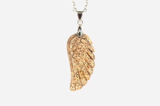 Picture Jasper Angel Wing Natural Gemstone Pendant Necklace 50cm with Pouch - Mystic Gems