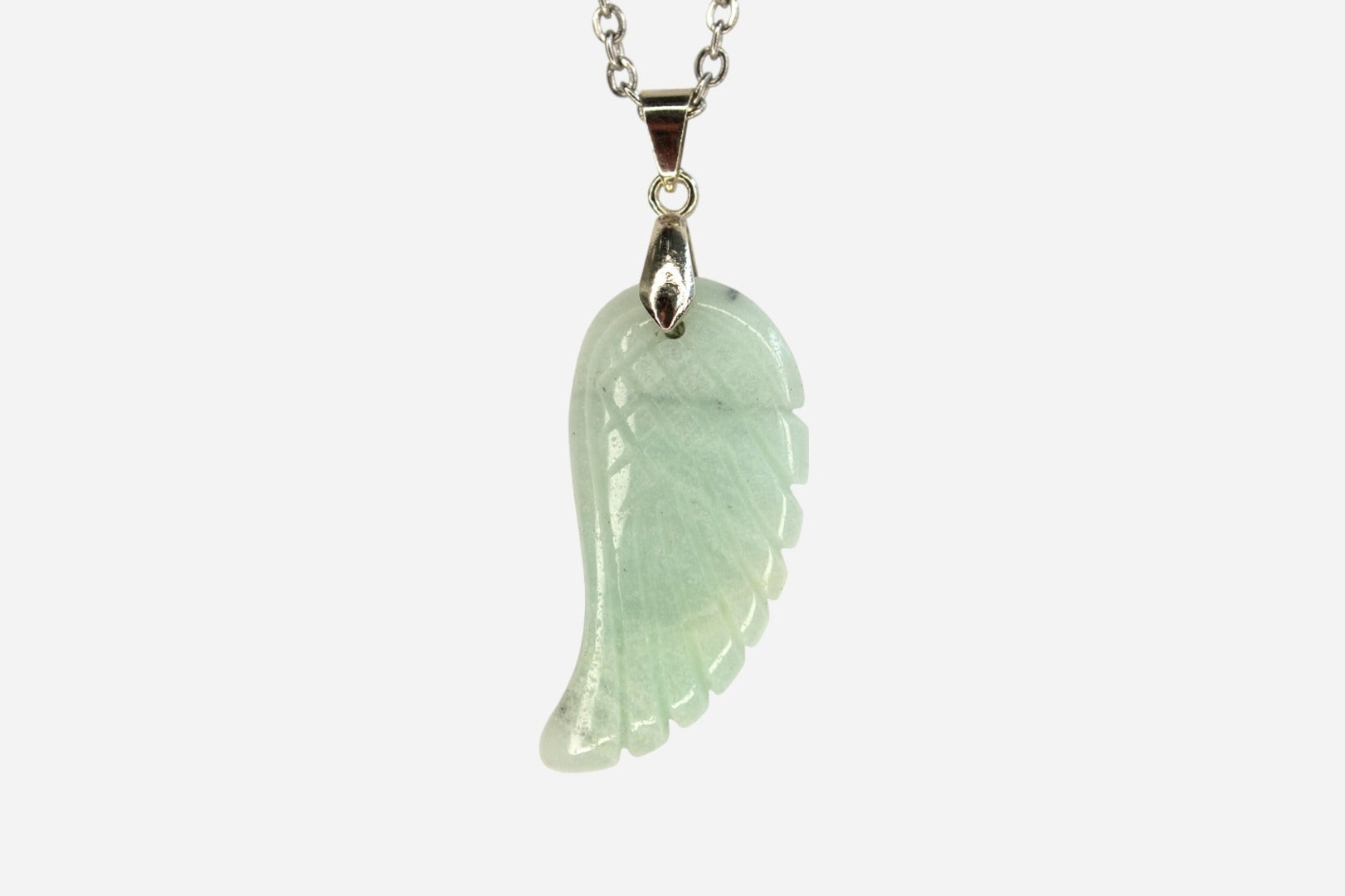 Amazonite Angel Wing Natural Gemstone Pendant Necklace 50cm with Pouch - Mystic Gems