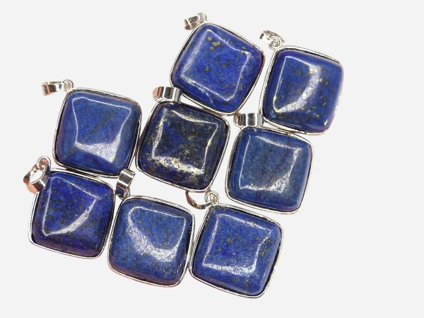 Lapis Lazuli Square Natural Gemstone Pendant Necklace 50cm with Pouch - Mystic Gems