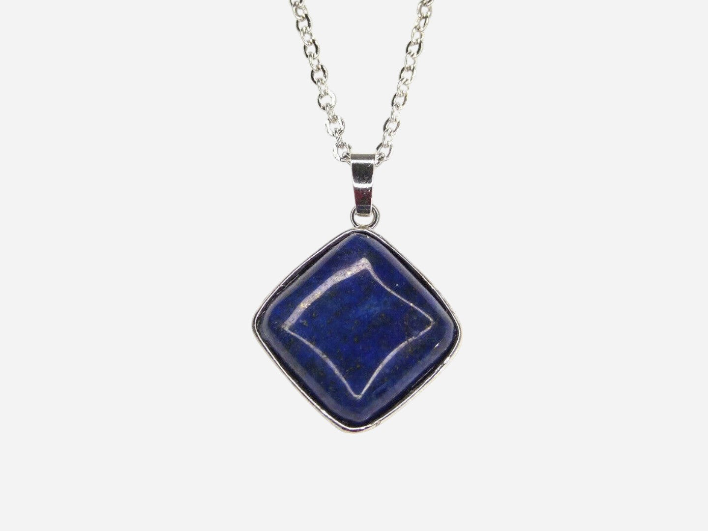 Lapis Lazuli Square Natural Gemstone Pendant Necklace 50cm with Pouch - Mystic Gems