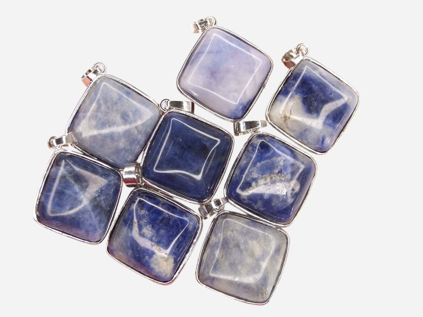 Sodalite Square Natural Gemstone Pendant Necklace 50cm with Pouch - Mystic Gems