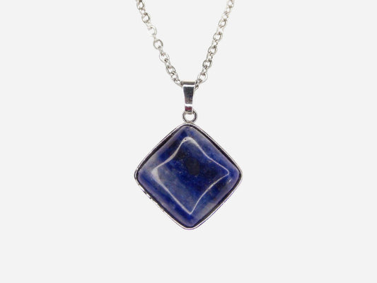 Sodalite Square Natural Gemstone Pendant Necklace 50cm with Pouch - Mystic Gems