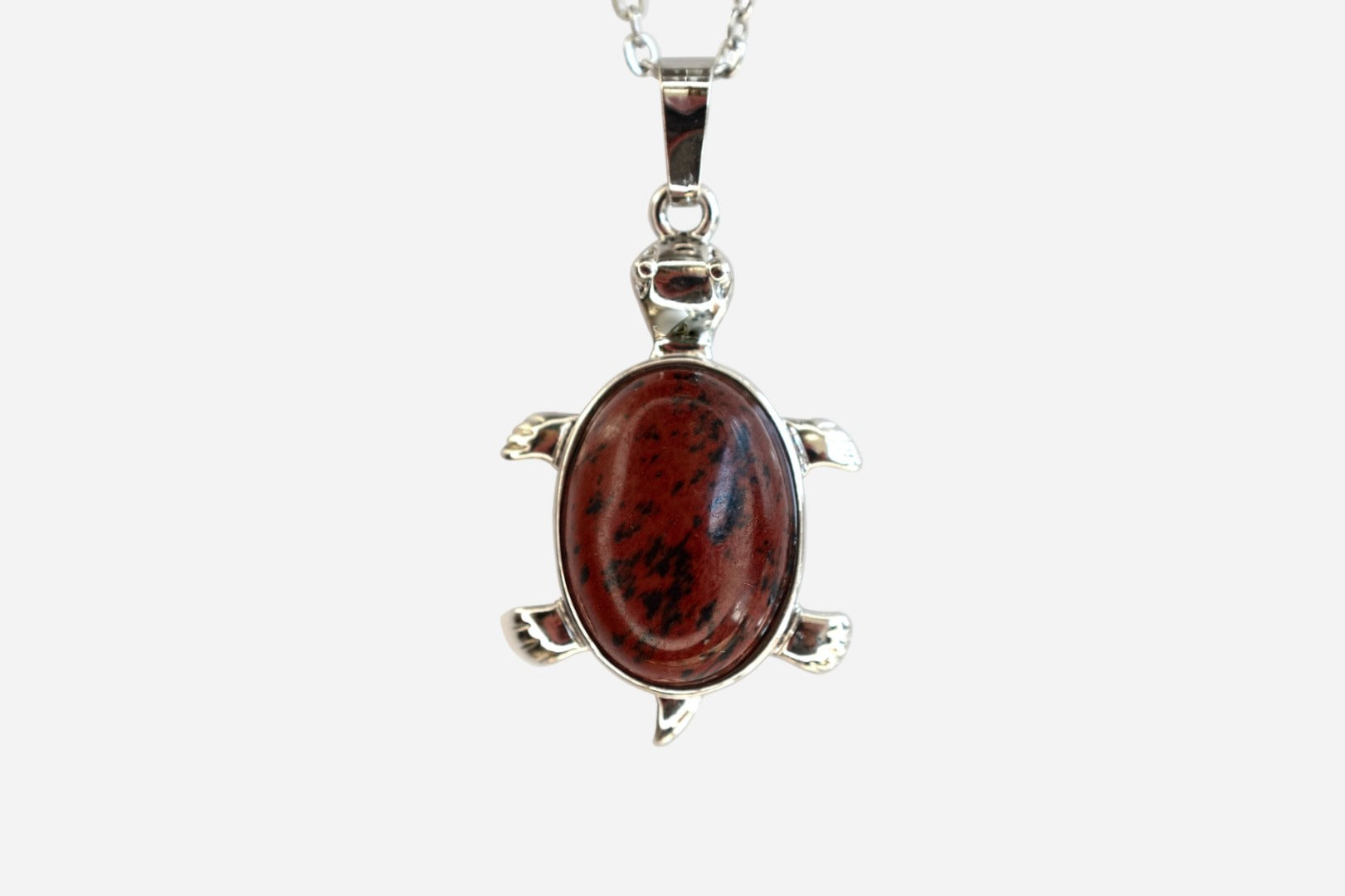 Mahogany Obsidian Turtle Natural Gemstone Pendant Necklace 50cm with Pouch - Mystic Gems
