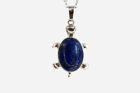 Lapis Lazuli Turtle Natural Gemstone Pendant Necklace 50cm with Pouch - Mystic Gems