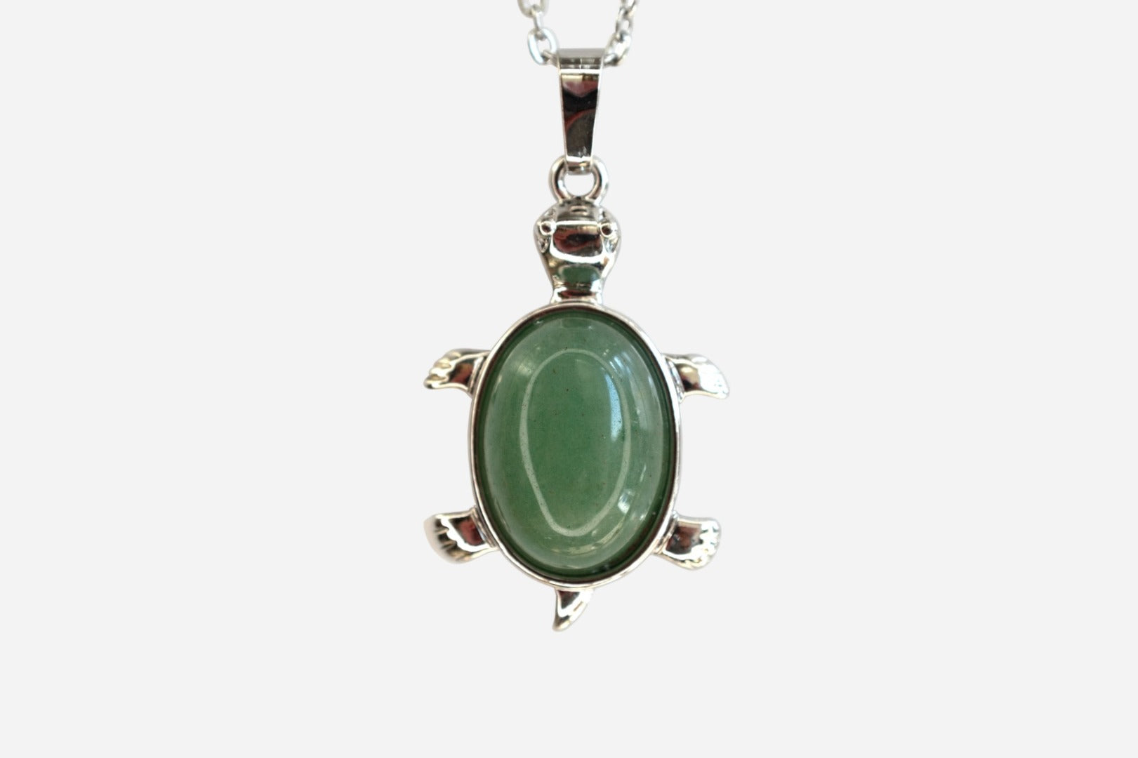 Green Aventurine Turtle Natural Gemstone Pendant Necklace 50cm with Pouch - Mystic Gems