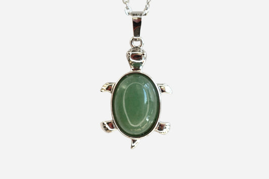 Green Aventurine Turtle Natural Gemstone Pendant Necklace 50cm with Pouch - Mystic Gems