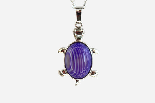 Purple Agate Turtle Dyed Natural Gemstone Pendant Necklace 50cm with Pouch - Mystic Gems