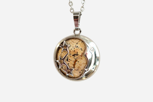 Picture Jasper Moon Natural Gemstone Pendant Necklace 50cm with Pouch - Mystic Gems